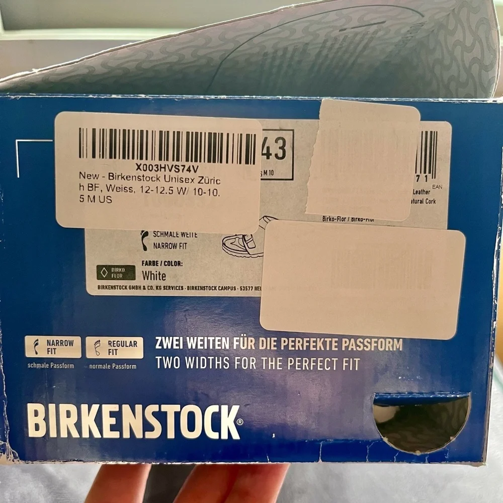 NEW Birkenstock Zurich Sandals White Leather Size 43N